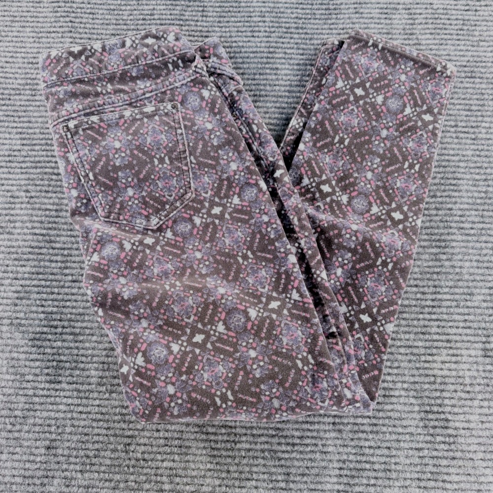 Free People Kaleidoscope Skinny Corduroy Pants Womens 26 Purple Geometric Boho